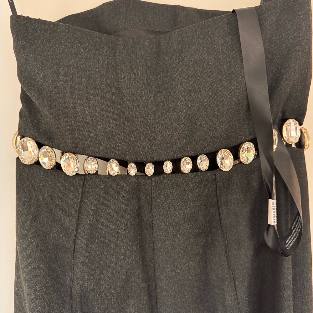 Retrofete Black Strapless Jumpsuit with Embellished Belt - Picture 8 of 10